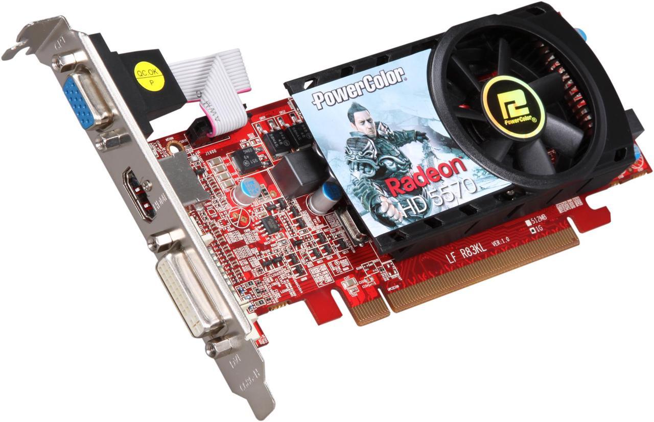 PowerColor Radeon HD 5570 1GB DDR3 PCI Express 2.0 x16 Low Profile Ready Video Card AX5570 1GBD3-LH