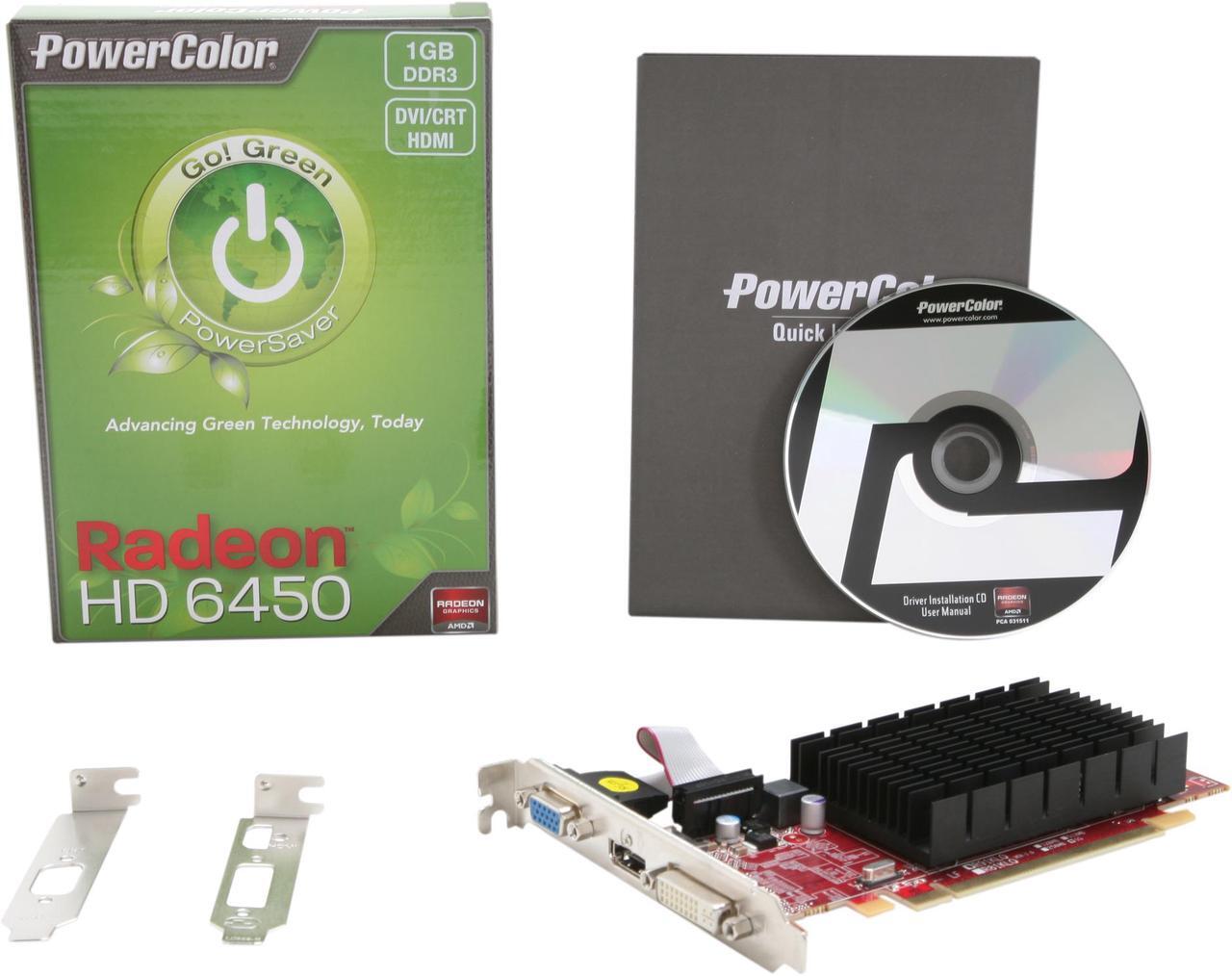 Alt view image 5 of 5 - PowerColor Go! Green Radeon HD 6450 1GB DDR3 PCI Express 2.1 x16 Low Profile Ready Graphics Card AX6450 1GBK3-SH