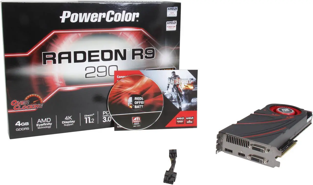 Alt view image 6 of 6 - PowerColor Radeon R9 290 4GB GDDR5 PCI Express 3.0 CrossFireX Support Graphics Card AXR9 290 4GBD5-MDHG/OC