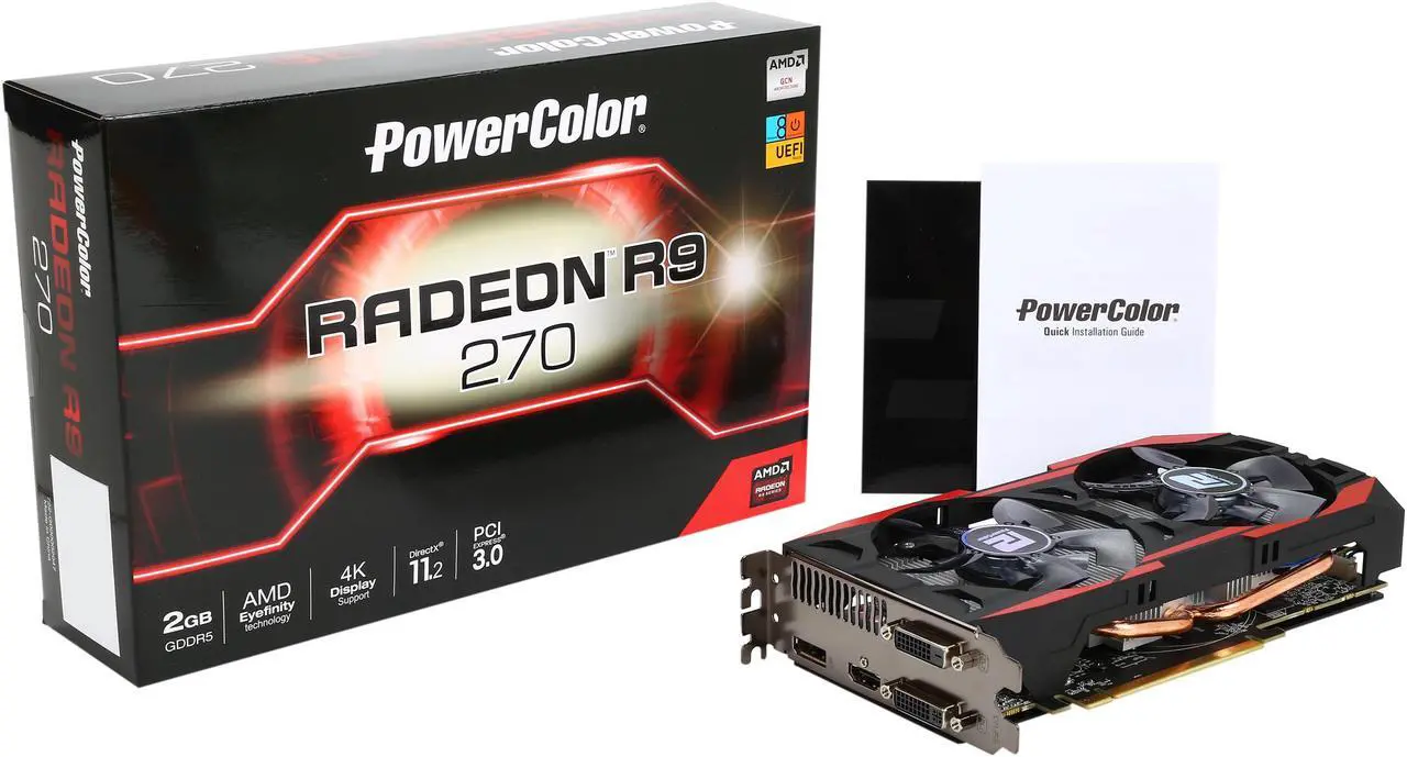 Alt view image 7 of 6 - PowerColor Radeon R9 270 2GB GDDR5 PCI Express 3.0 CrossFireX Support ATX Graphics Card AXR9 270 2GBD5-DHEV2