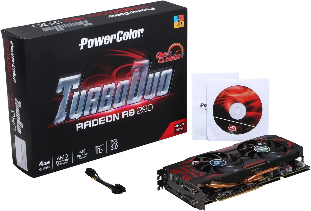 Alt view image 6 of 6 - PowerColor TurboDuo Radeon R9 290 4GB GDDR5 PCI Express 3.0 CrossFireX Support Graphics Card AXR9 290 4GBD5-TDHE/OC