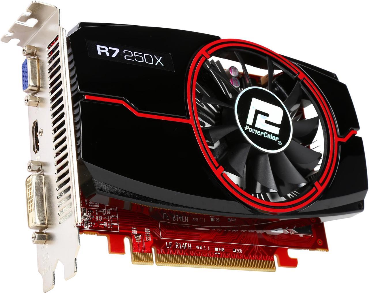 PowerColor Radeon R7 250X 2GB GDDR5 PCI Express 3.0 CrossFireX Support ATX Video Card AXR7 250X 2GBD5-HE