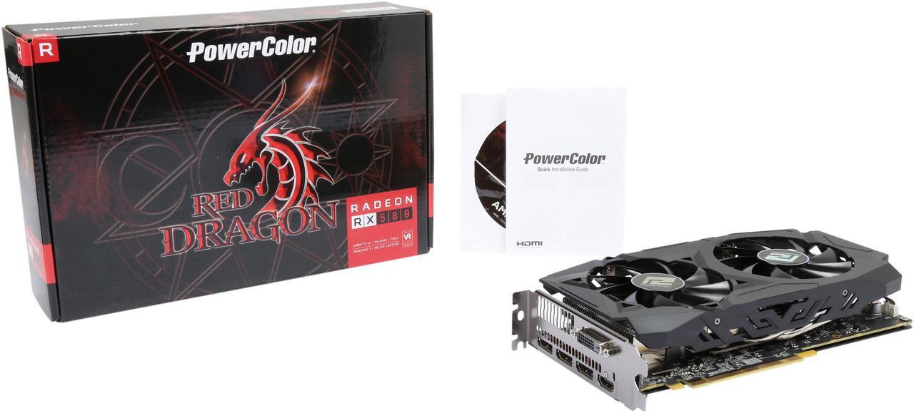 Alt view image 8 of 7 - PowerColor RED DRAGON Radeon RX 580 8GB GDDR5 PCI Express 3.0 CrossFireX Support ATX Video Card AXRX 580 8GBD5-3DHDV2/OC