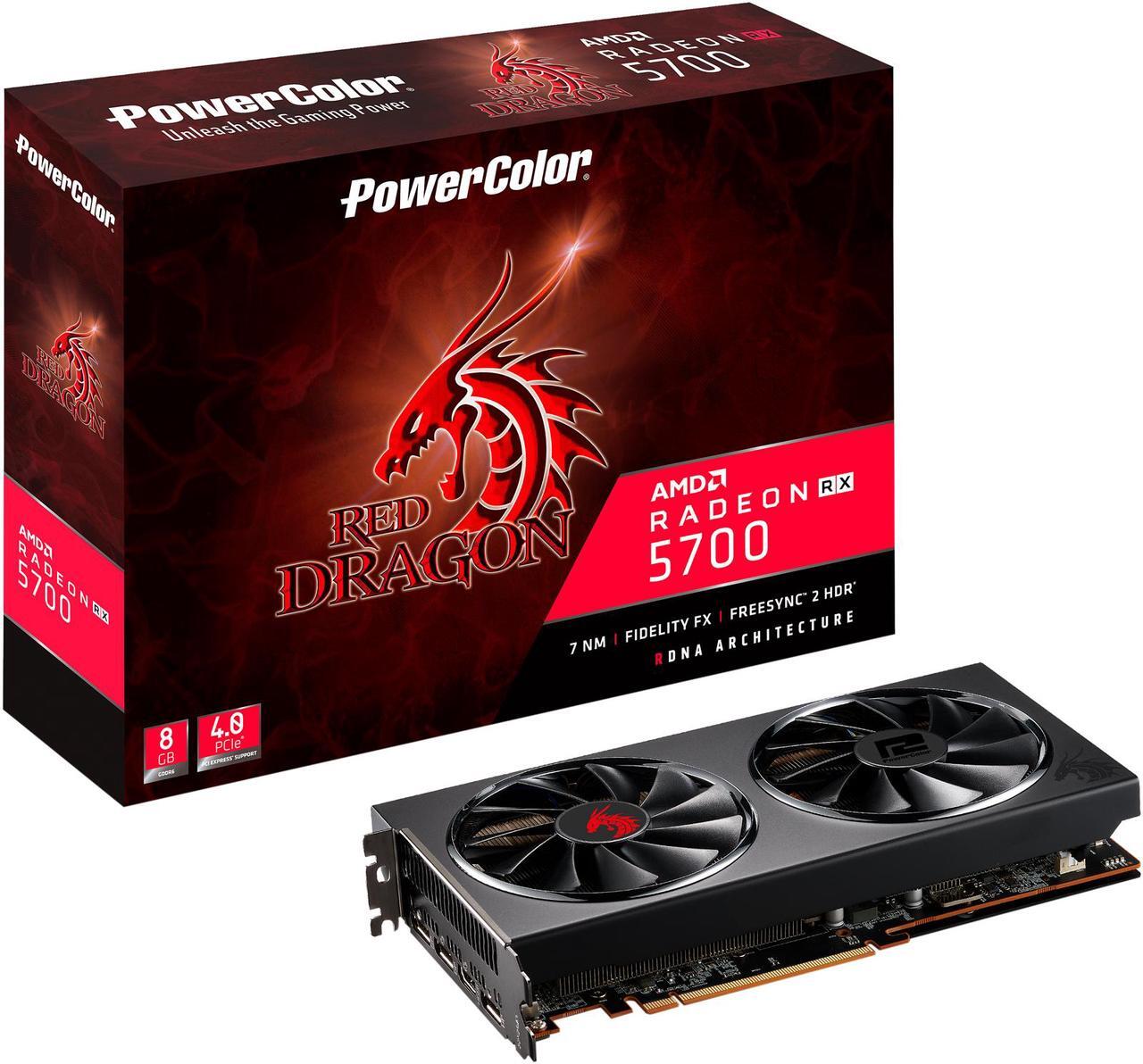 Alt view image 5 of 5 - PowerColor RED DRAGON Radeon RX 5700 8GB GDDR6 PCI Express 4.0 CrossFireX Support ATX Graphics Card AXRX 5700 8GBD6-3DHR/OC