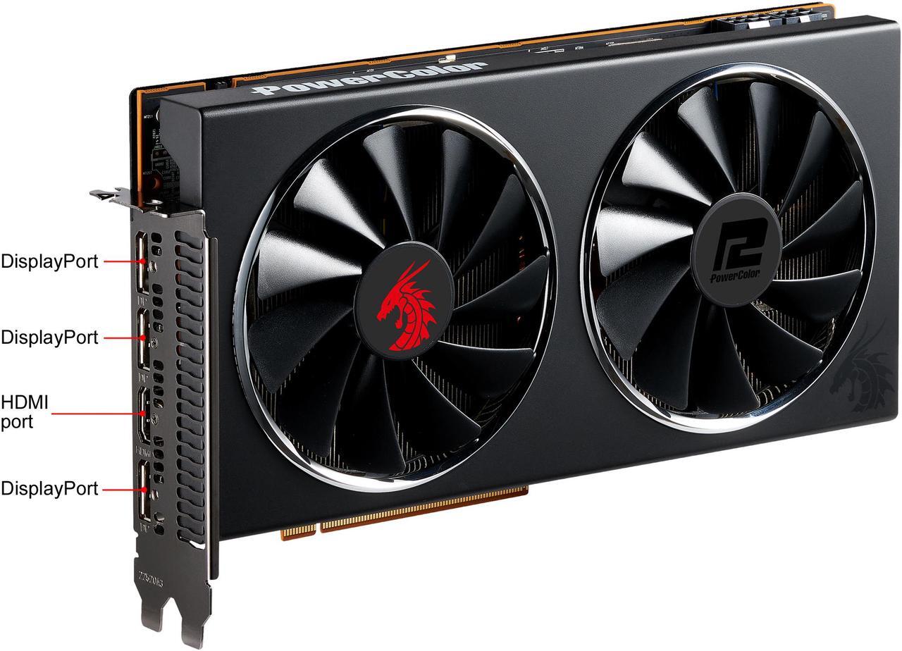 Alt view image 2 of 5 - PowerColor RED DRAGON Radeon RX 5700 8GB GDDR6 PCI Express 4.0 CrossFireX Support ATX Graphics Card AXRX 5700 8GBD6-3DHR/OC