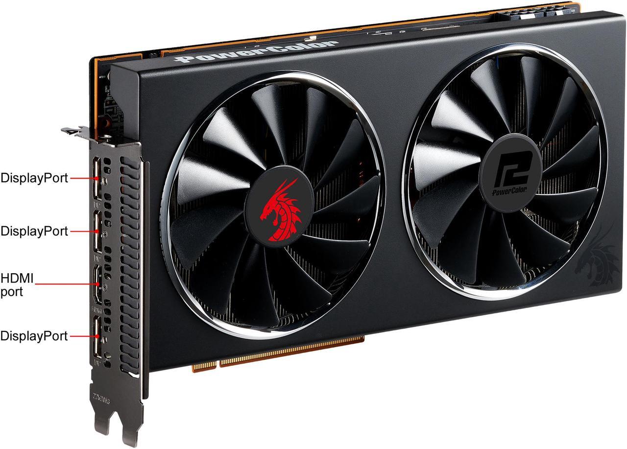 Alt view image 2 of 6 - PowerColor RED DRAGON Radeon RX 5700 XT 8GB GDDR6 PCI Express 4.0 CrossFireX Support ATX Graphics Card AXRX 5700 XT 8GBD6-3DHR/OC