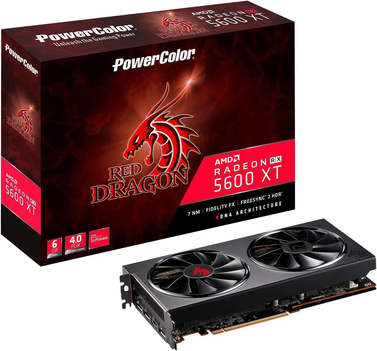 Alt view image 3 of 3 - PowerColor RED DRAGON Radeon RX 5600 XT 6GB GDDR6 PCI Express 4.0 CrossFireX Support ATX Graphics Card AXRX 5600XT 6GBD6-3DHR/OC