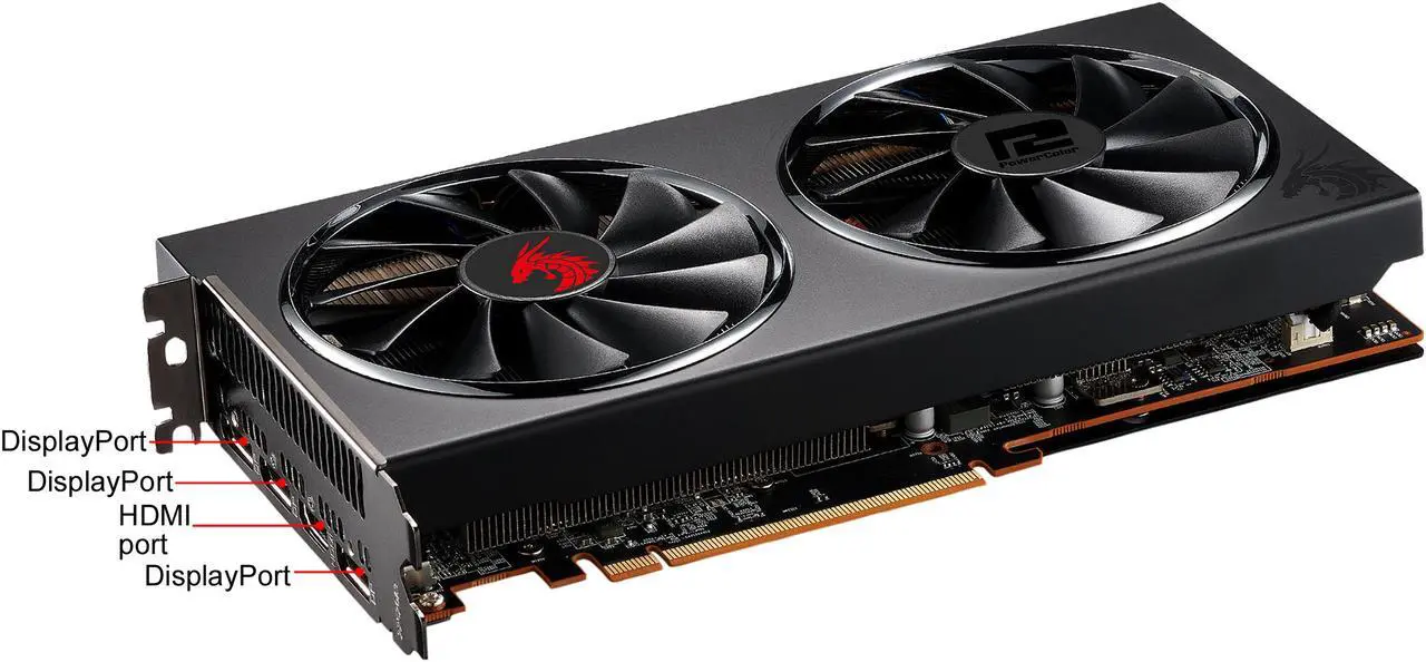 Alt view image 2 of 3 - PowerColor RED DRAGON Radeon RX 5600 XT 6GB GDDR6 PCI Express 4.0 CrossFireX Support ATX Graphics Card AXRX 5600XT 6GBD6-3DHR/OC