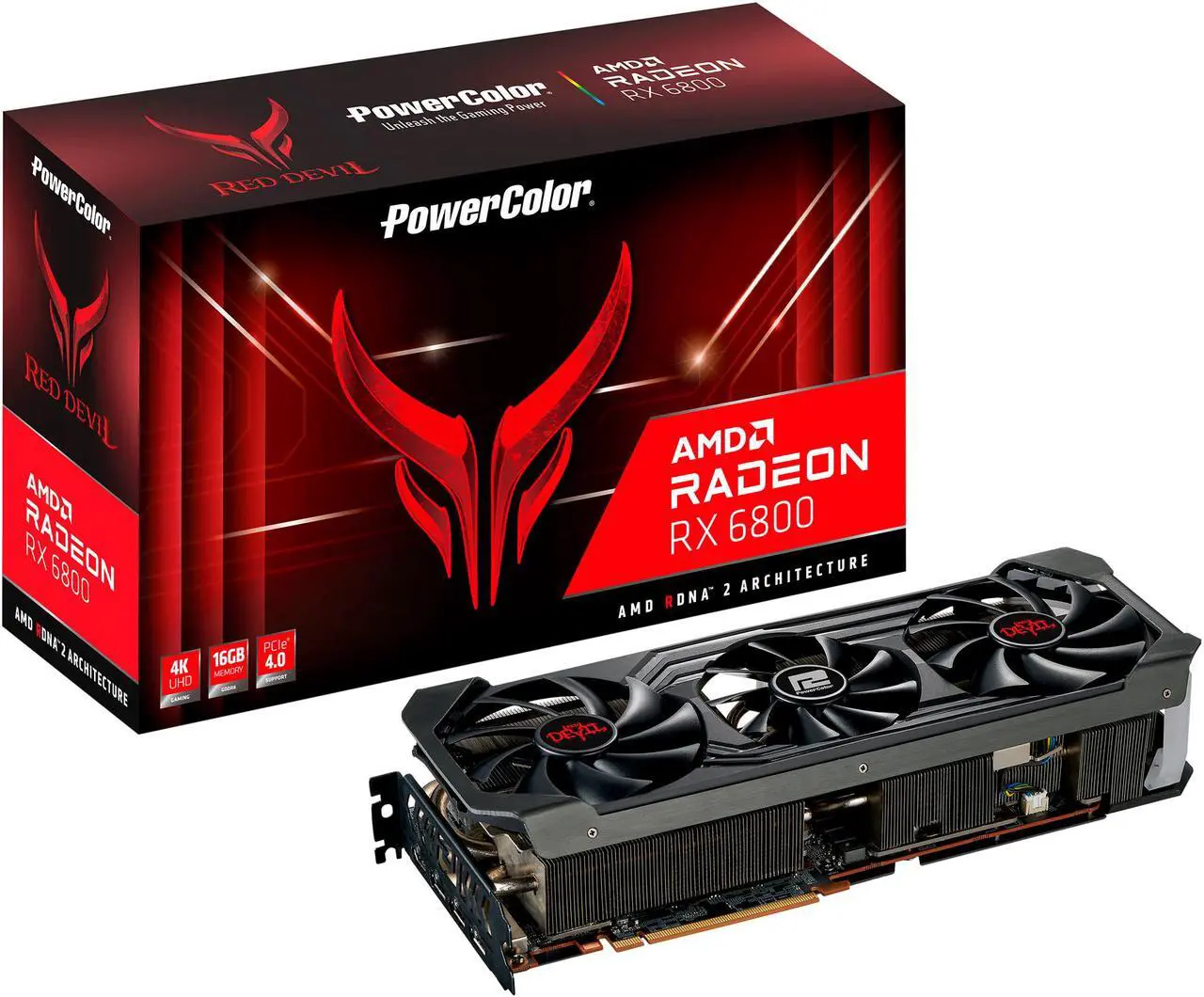 Alt view image 5 of 5 - PowerColor Red Devil AMD Radeon RX 6800 Gaming Graphics Card with 16GB GDDR6 Memory, Powered by AMD RDNA 2, HDMI 2.1 (AXRX 6800 16GBD6-3DHE/OC)