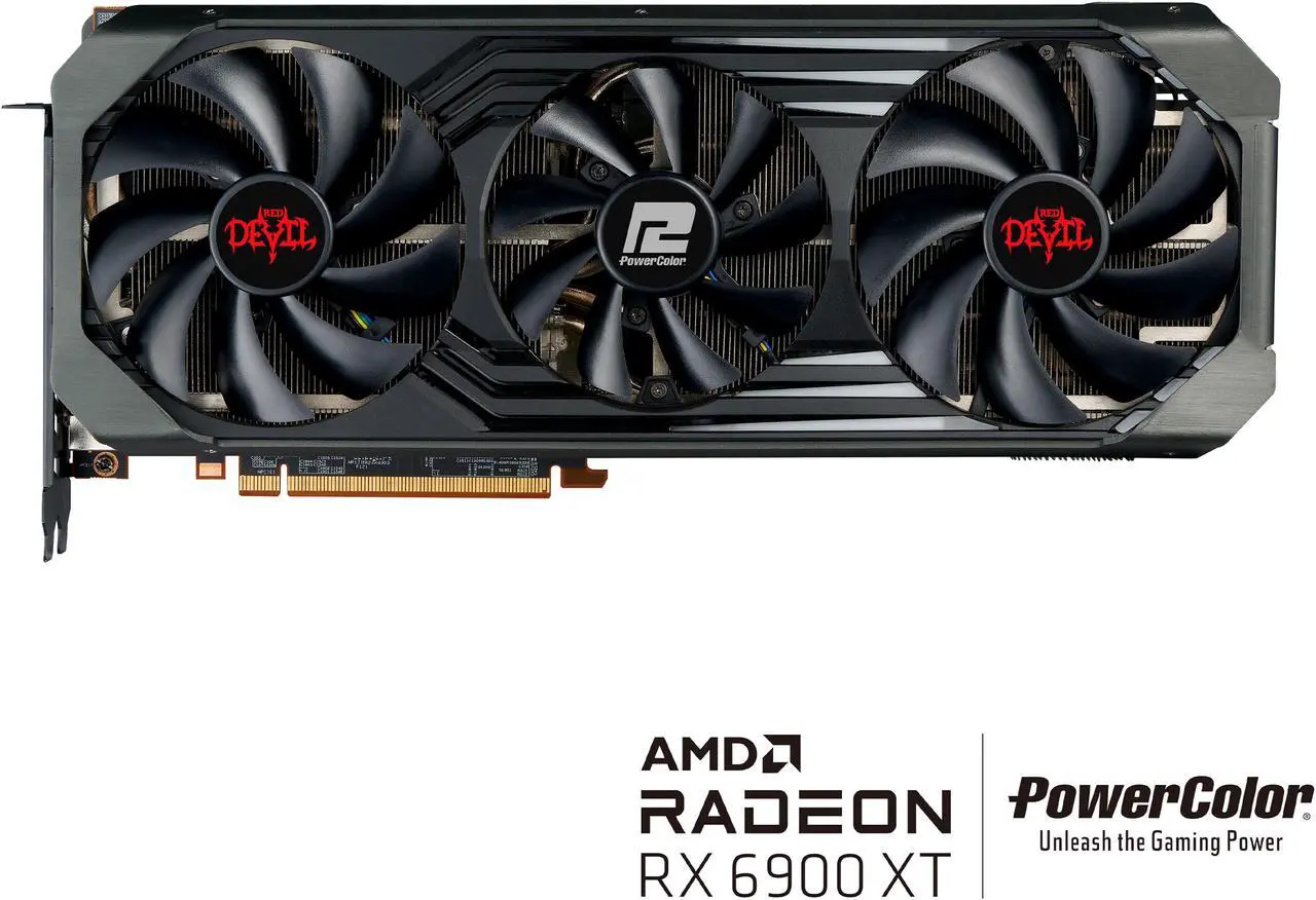 Main image of PowerColor Red Devil AMD Radeon RX 6900 XT Gaming Graphics Card with 16GB GDDR6 Memory, Powered by AMD RDNA 2, Raytracing, PCI Express 4.0, HDMI 2.1, AMD Infinity Cache, AXRX 6900XT 16GBD6-3DHE/OC