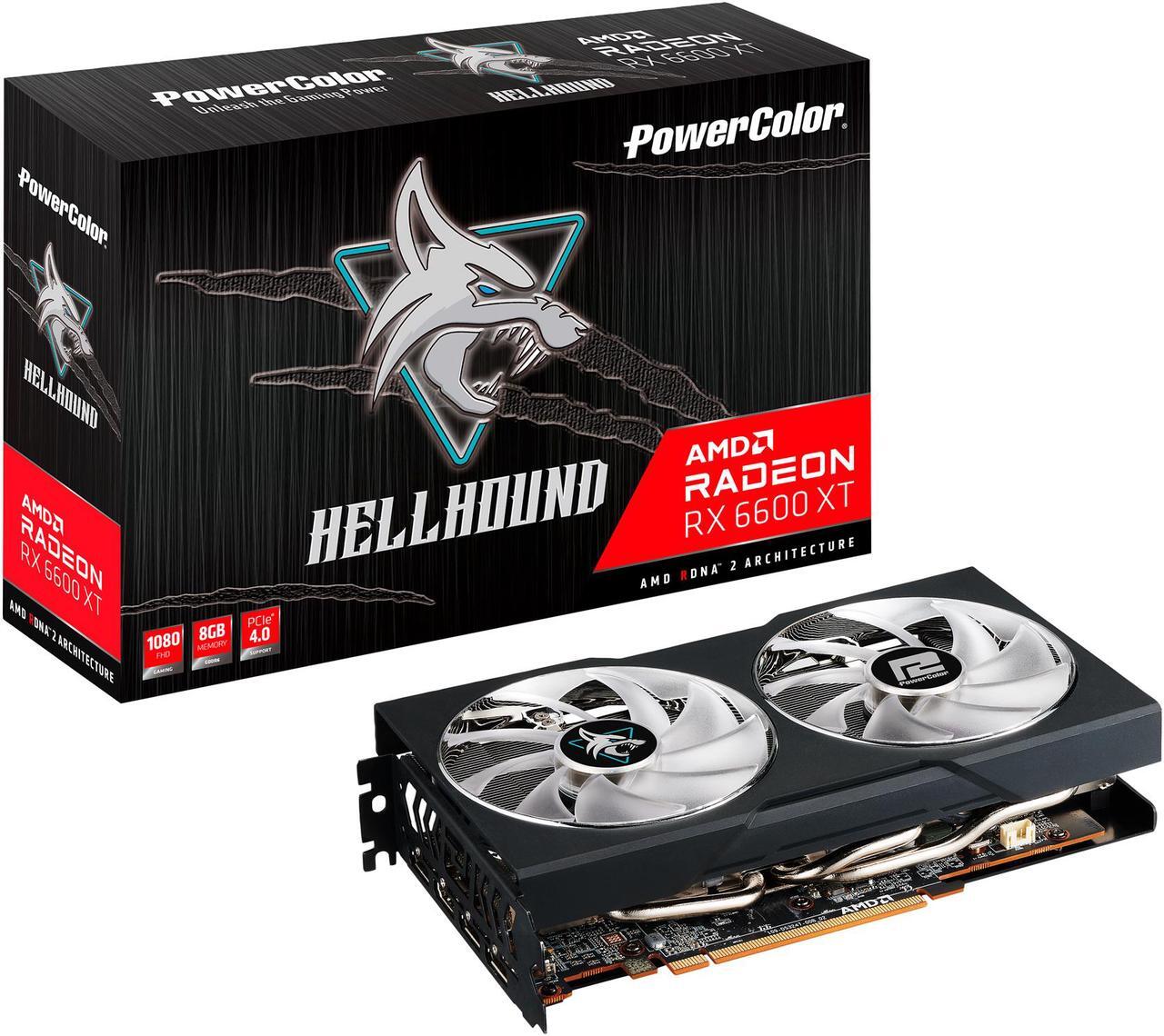 Alt view image 6 of 6 - PowerColor Hellhound Radeon RX 6600 XT 8GB GDDR6 PCI Express 4.0 ATX Graphics Card 6600XT 8GBD6-3DHL/OC