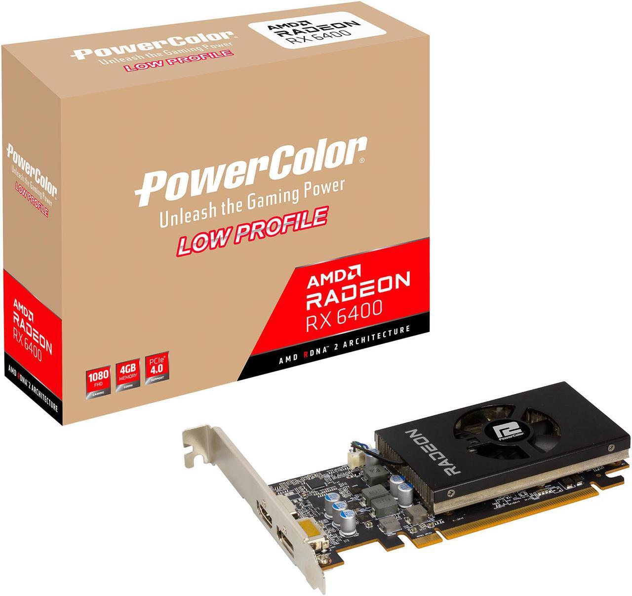 Alt view image 8 of 8 - PowerColor Radeon RX 6400 4GB GDDR6 PCI Express 4.0 CrossFireX Support Low Profile Graphics Card AXRX 6400 LP 4GBD6-DH