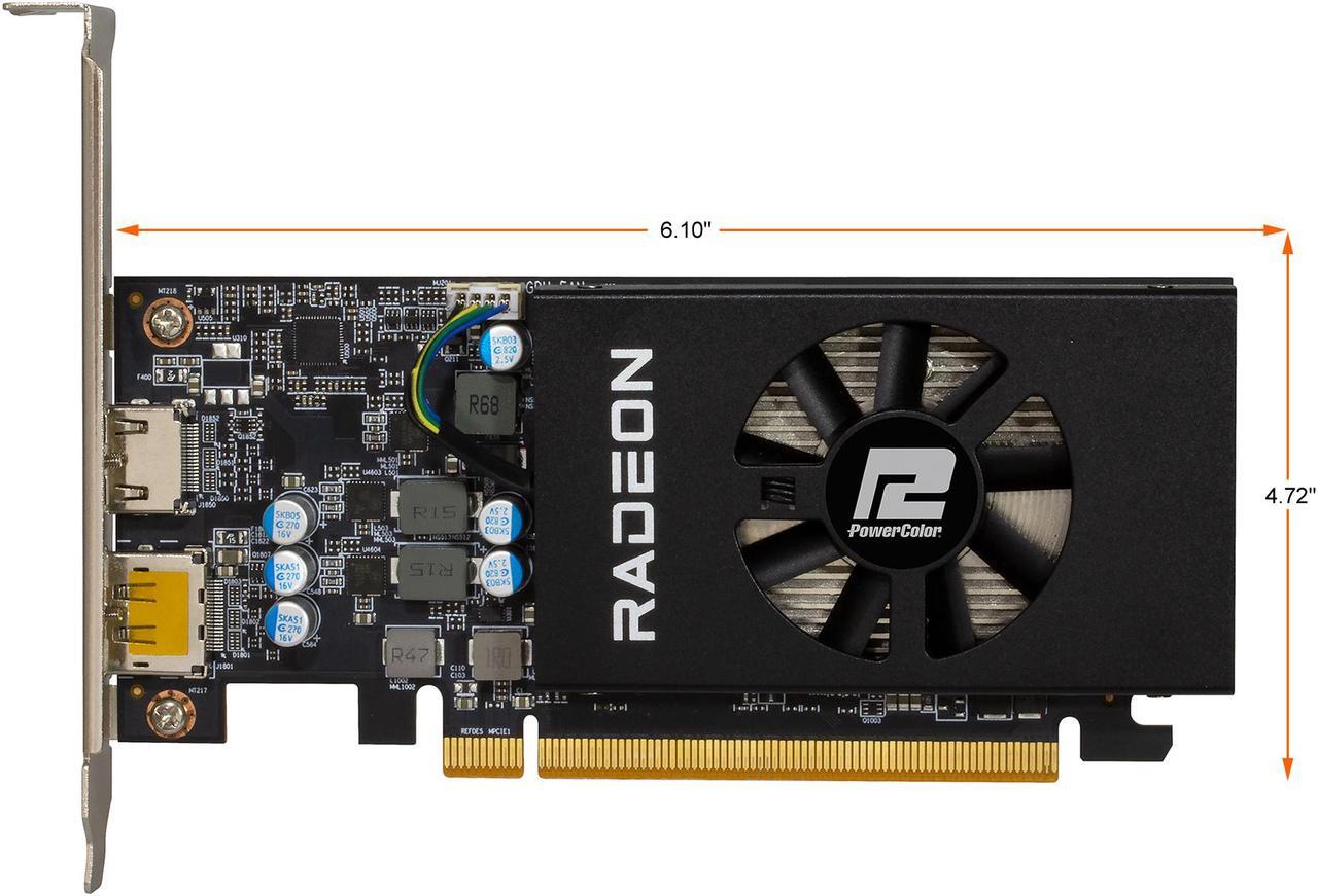 Alt view image 3 of 8 - PowerColor Radeon RX 6400 4GB GDDR6 PCI Express 4.0 CrossFireX Support Low Profile Graphics Card AXRX 6400 LP 4GBD6-DH