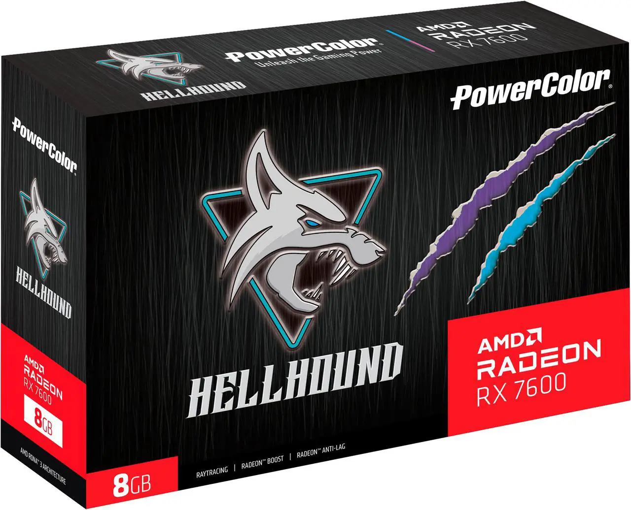 Alt view image 10 of 11 - PowerColor Hellhound Radeon RX 7600 8GB GDDR6 PCI Express 4.0 x8 ATX Graphics Card RX7600 8G-L/OC