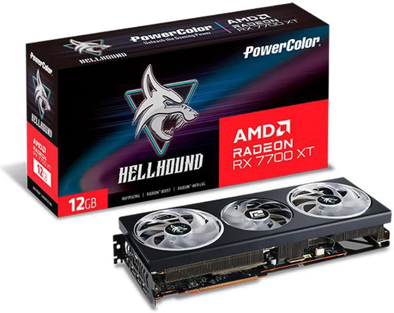 Alt view image 10 of 10 - PowerColor Hellhound Radeon RX 7700 XT 12GB GDDR6 PCI Express 4.0 x16 ATX Graphics Card RX7700XT 12G-L/OC