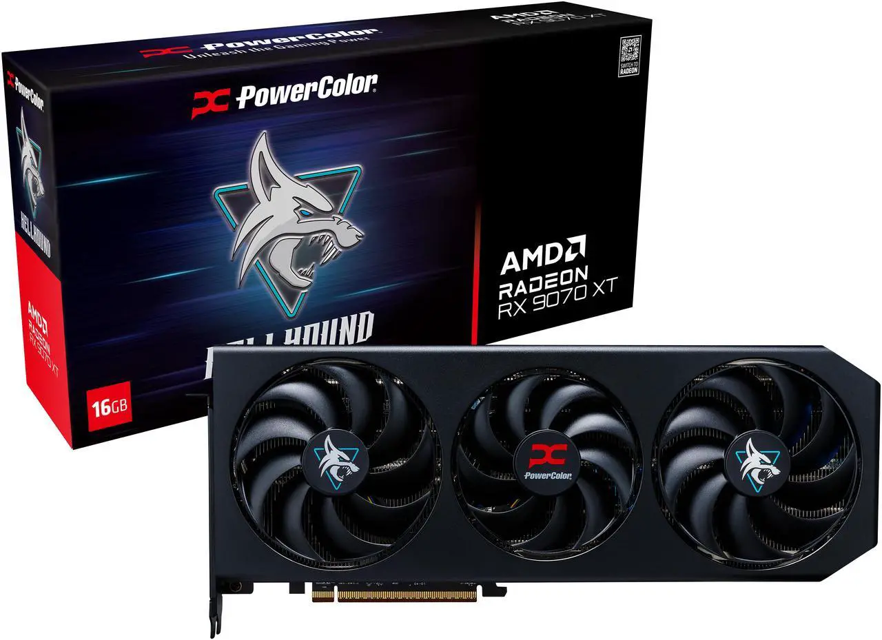 Alt view image 8 of 8 - PowerColor Hellhound Radeon RX 9070 XT 16GB 256-Bit GDDR6 PCI Express 5.0 RDNA 4 Graphics Card RX9070XT 16G-L/OC