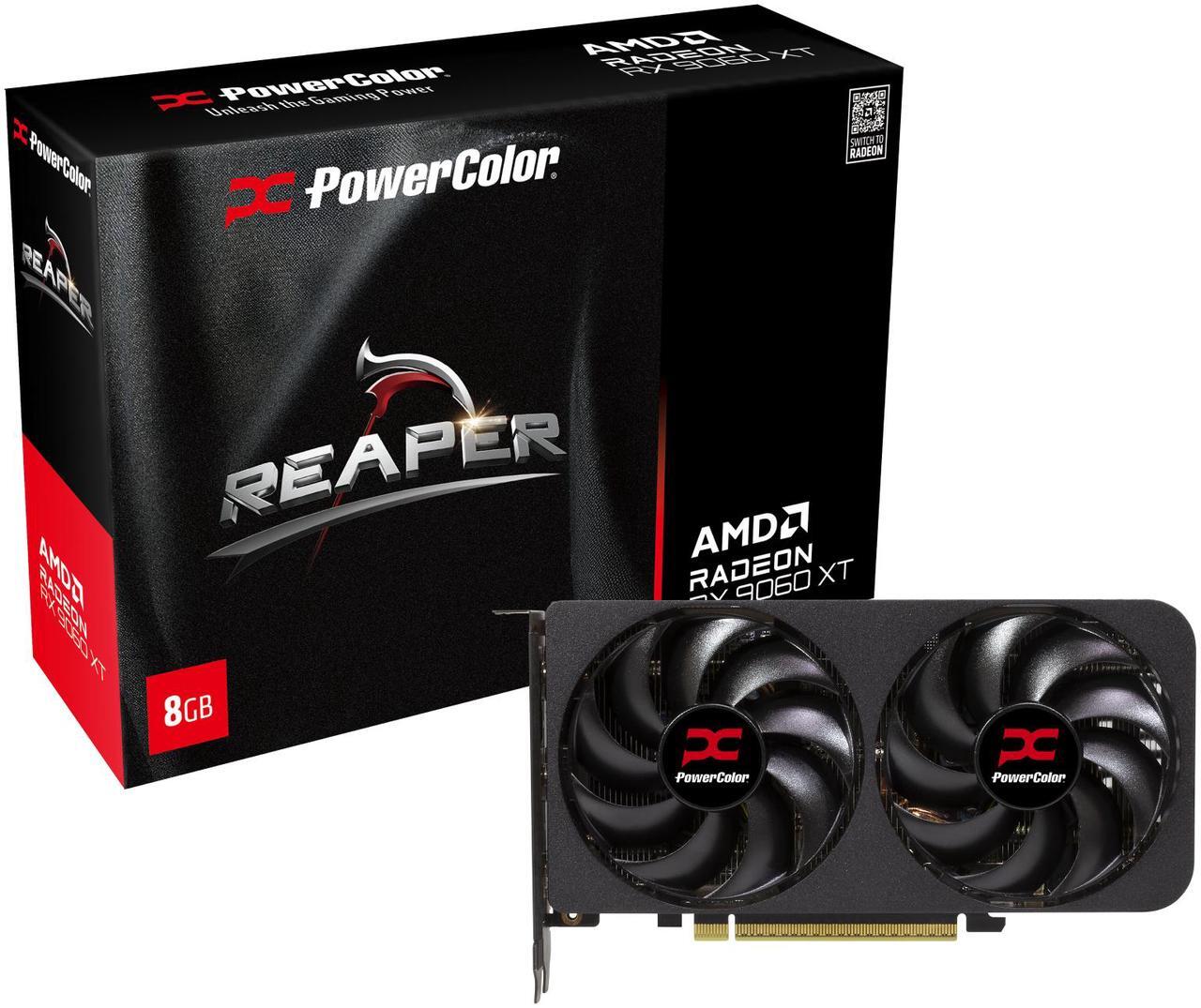 Alt view image 2 of 6 - PowerColor Reaper Radeon RX 9060 XT 8GB GDDR6 PCI Express 5.0 x16 ATX Graphics Card Reaper AMD Radeon RX 9060XT 8GB GDDR6