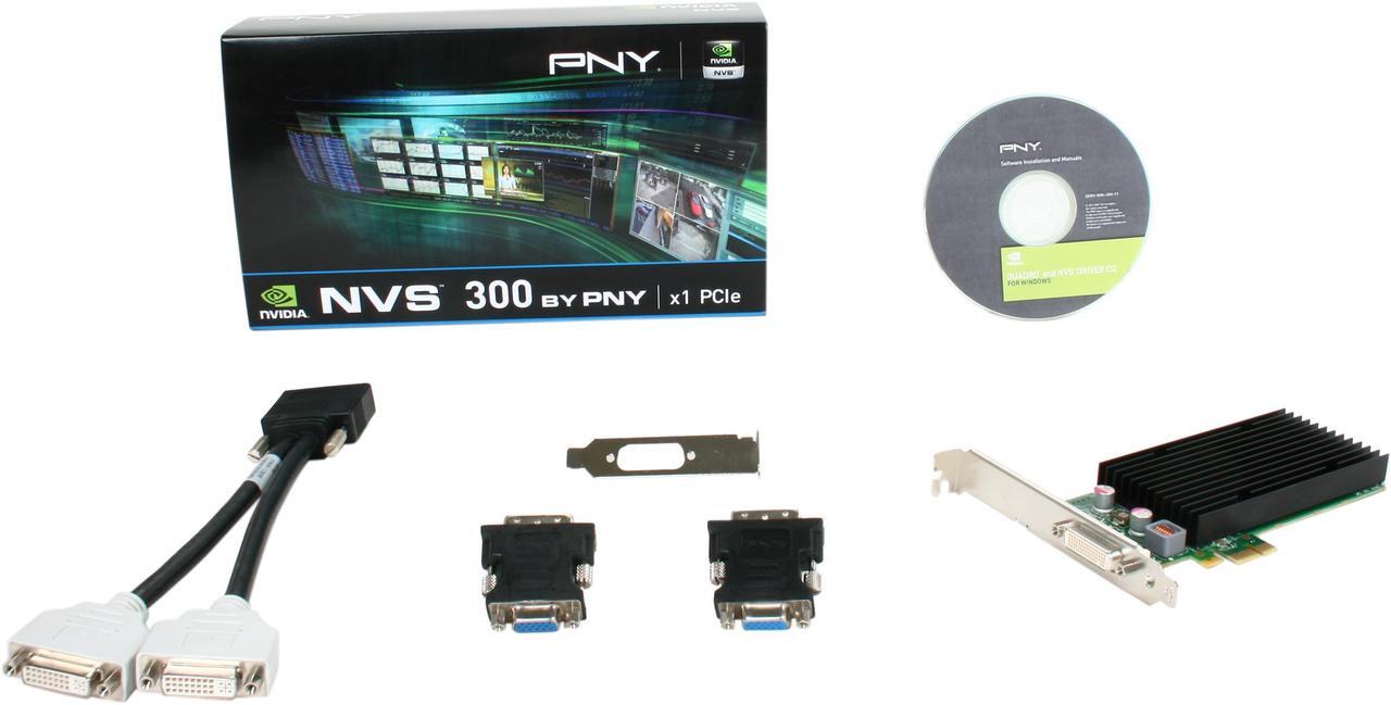Alt view image 6 of 5 - PNY NVS Quadro NVS 300 VCNVS300X1-PB 512MB DDR3 PCI Express x1 Low Profile Graphics Card