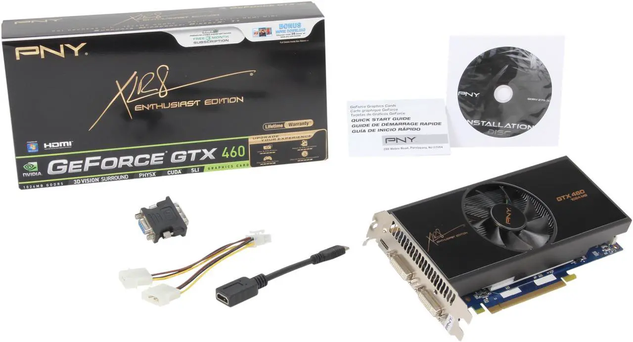 Alt view image 6 of 6 - PNY GeForce GTX 460 (Fermi) 1GB GDDR5 PCI Express 2.0 x16 SLI Support Graphics Card VCGGTX4601XPB
