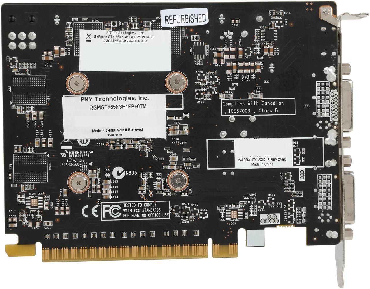 Alt view image 4 of 6 - PNY RVCGGTX6501XXB GeForce GTX 650 1GB 128-Bit GDDR5 PCI Express 3.0 x16 HDCP Ready Video Card Manufactured Recertified Certified Refurbished