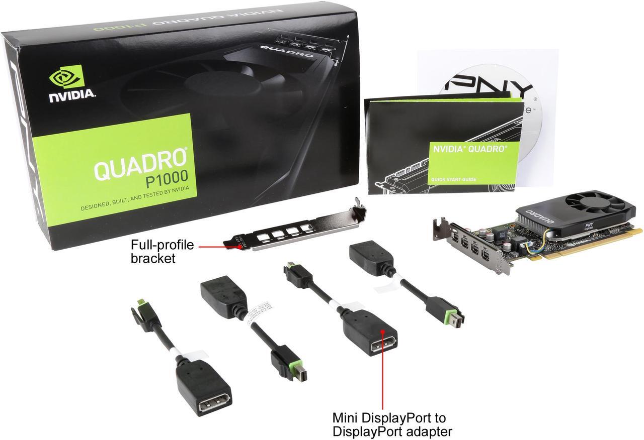 Alt view image 6 of 5 - PNY Quadro P1000 VCQP1000-PB 4GB 128-bit GDDR5 PCI Express 3.0 x16 Low Profile Graphics Card