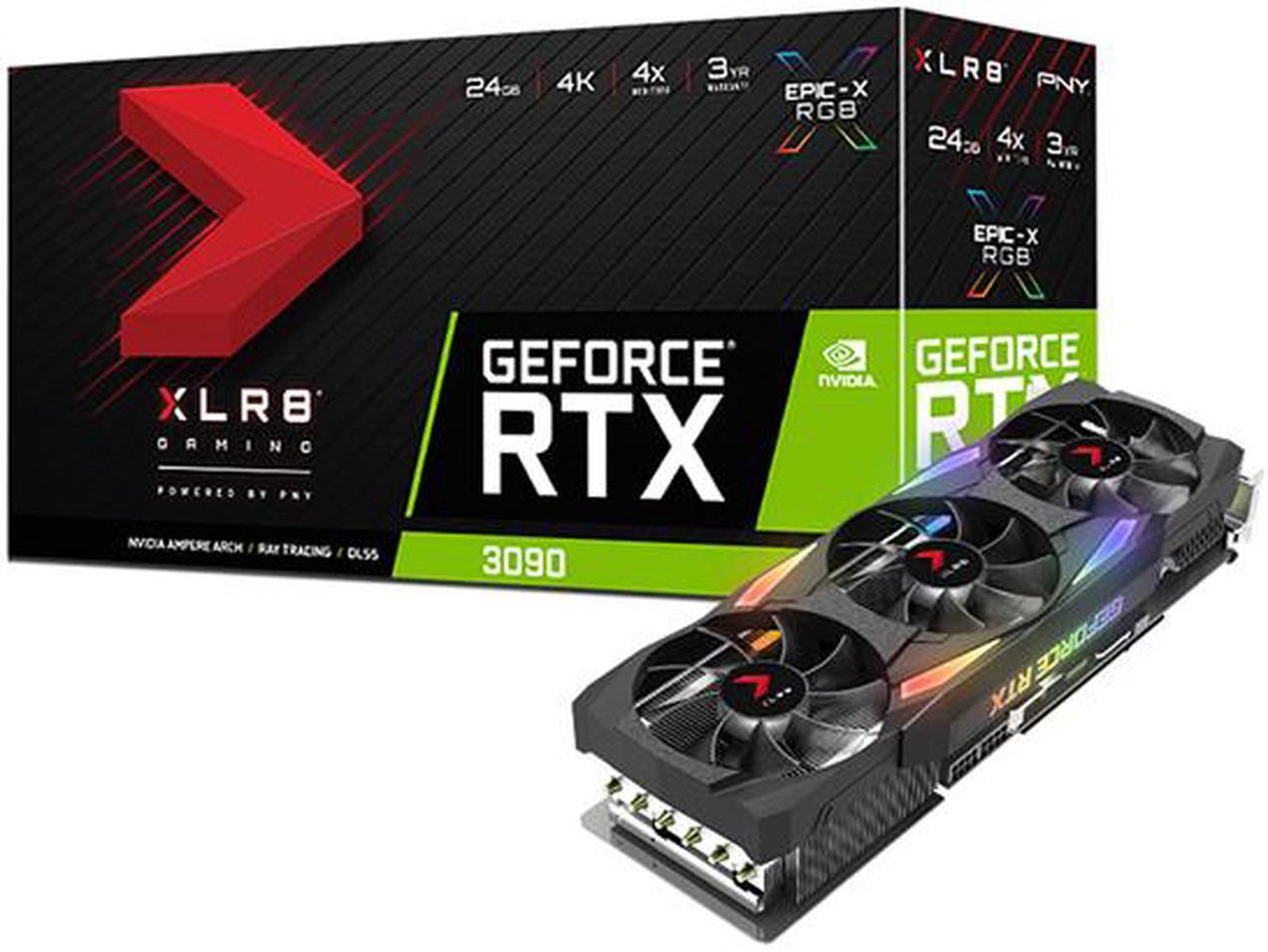 Alt view image 8 of 9 - PNY GeForce RTX 3090 24GB XLR8 Gaming EPIC-X RGB Triple Fan Graphics Card, VCG309024TFXMPB