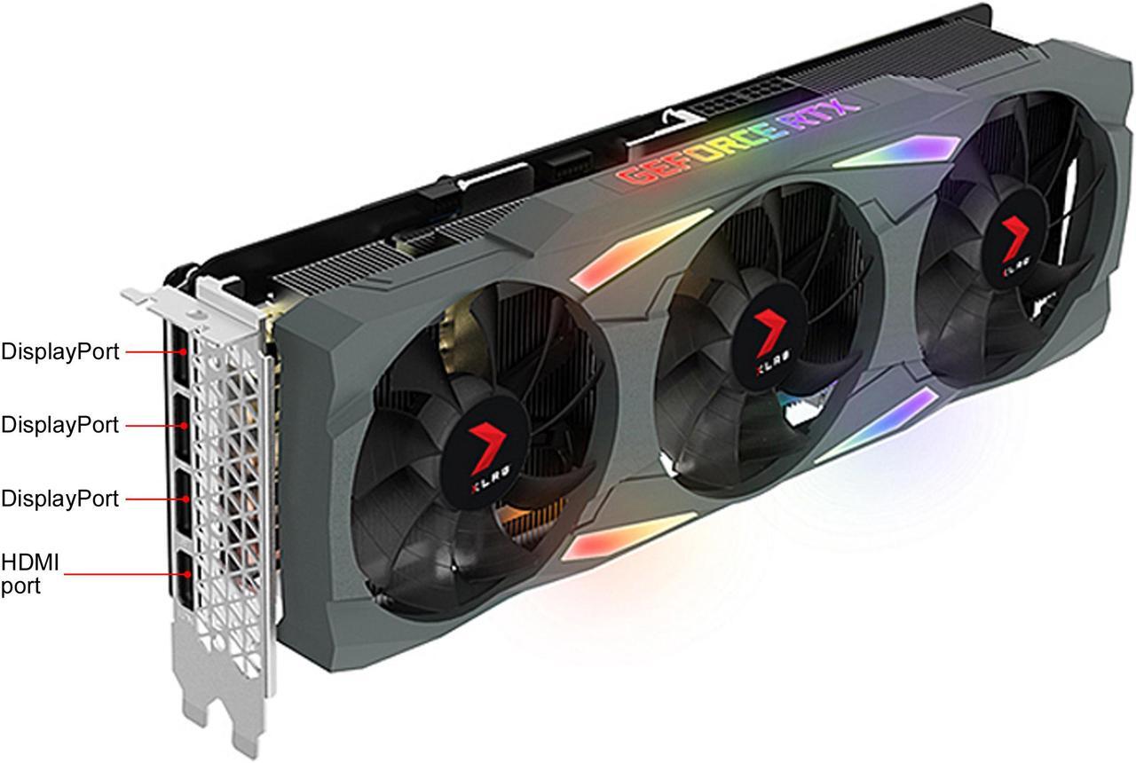 Alt view image 3 of 9 - PNY GeForce RTX 3090 24GB XLR8 Gaming EPIC-X RGB Triple Fan Graphics Card, VCG309024TFXMPB