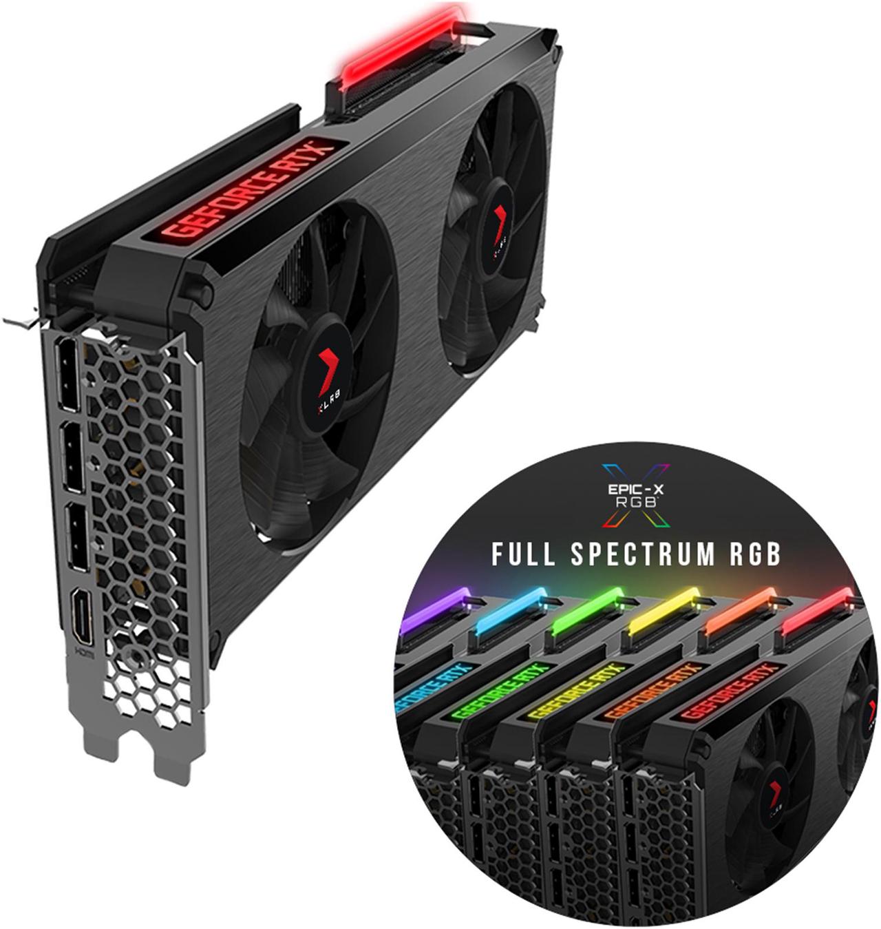 Alt view image 2 of 6 - PNY GeForce RTX 3060 12GB XLR8 Gaming REVEL EPIC-X RGB Dual Fan Graphics Card, VCG306012DFXPPB
