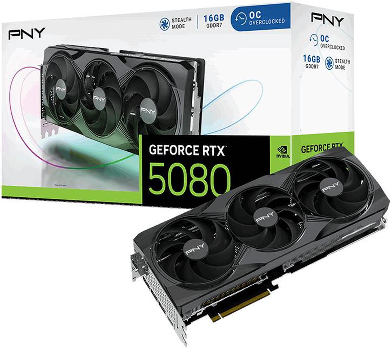 Alt view image 9 of 10 - PNY GeForce RTX 5080 OC 16GB 256-Bit GDDR7 DLSS 4.0 PCI Express 5.0 x16 Graphics Card VCG508016TFXPB1-O