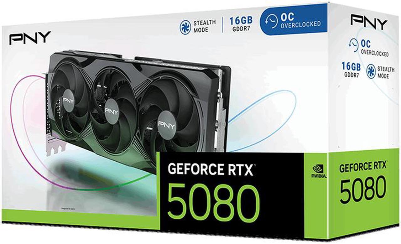 Alt view image 10 of 10 - PNY GeForce RTX 5080 OC 16GB 256-Bit GDDR7 DLSS 4.0 PCI Express 5.0 x16 Graphics Card VCG508016TFXPB1-O