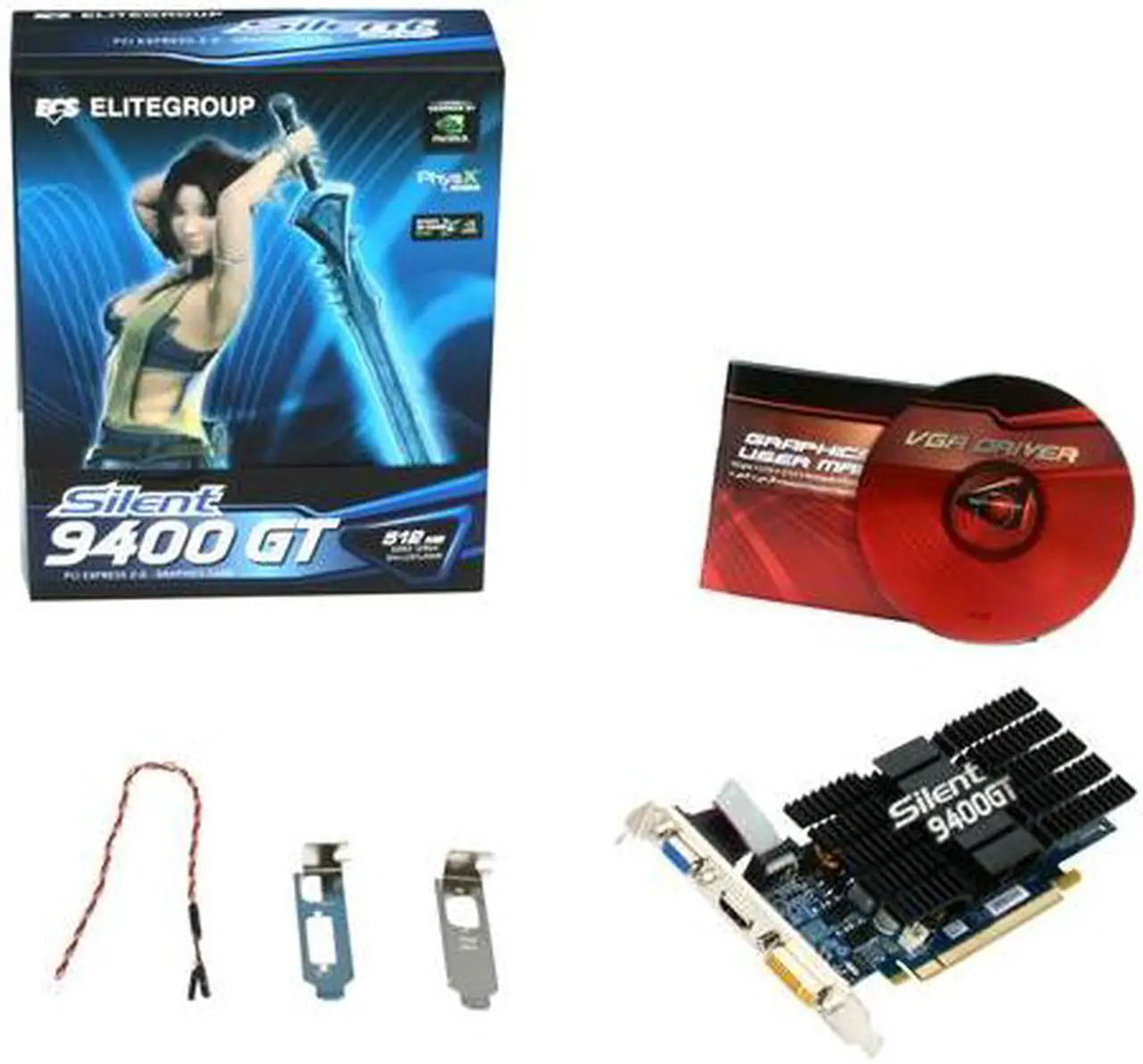 Alt view image 5 of 5 - ECS GeForce 9400 GT 512MB DDR2 PCI Express 2.0 x16 Low Profile Ready Graphics Card NS9400GTC-512QZ-H
