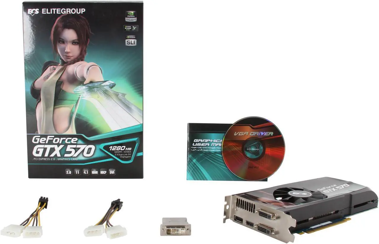 Alt view image 6 of 6 - ECS GeForce GTX 570 (Fermi) 1280MB GDDR5 PCI Express 2.0 x16 SLI Support Graphics Card NGTX570-1280UI-F