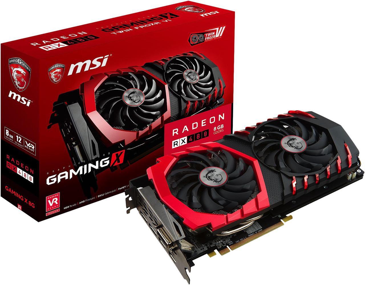 Alt view image 8 of 9 - MSI Radeon RX 480 8GB GDDR5 PCI Express 3.0 x16 CrossFireX Support ATX Graphics Card RX 480 GAMING X 8G