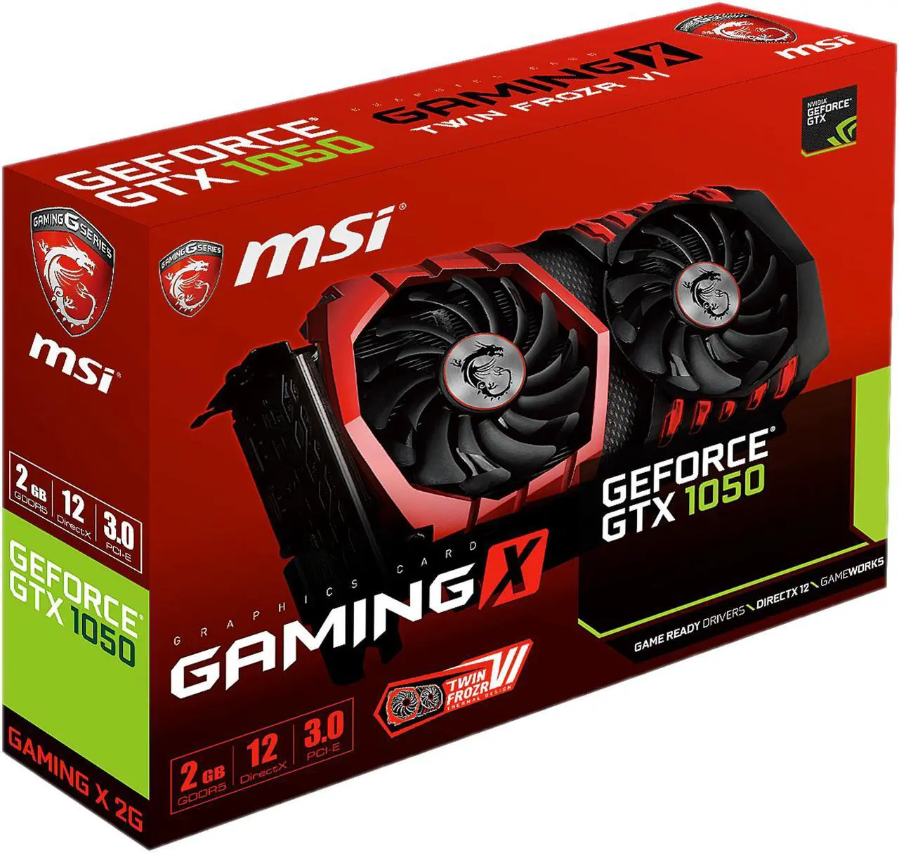 Alt view image 10 of 10 - MSI GeForce GTX 1050 2GB GDDR5 PCI Express 3.0 x16 ATX Graphics Card GTX 1050 GAMING X 2G