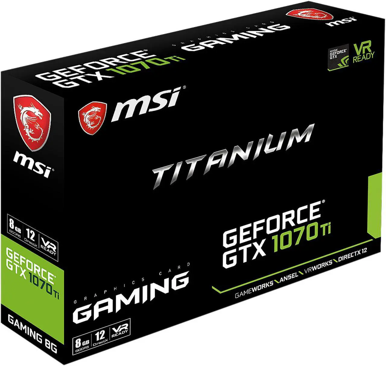 Alt view image 7 of 7 - MSI GeForce GTX 1070 Ti 8GB GDDR5 PCI Express 3.0 x16 SLI Support ATX Graphics Card GTX 1070 Ti Titanium 8G