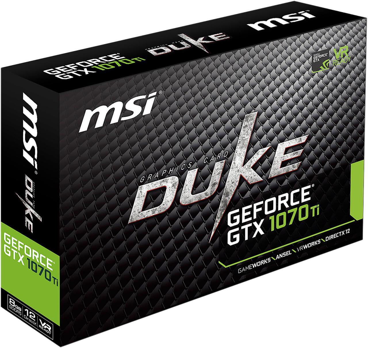 Alt view image 8 of 8 - MSI GeForce GTX 1070 Ti 8GB GDDR5 PCI Express 3.0 x16 SLI Support Graphics Card GTX 1070 Ti DUKE 8G