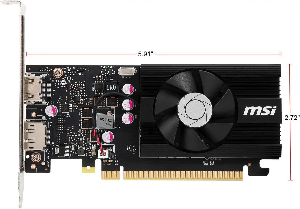 Alt view image 5 of 6 - MSI GeForce GT 1030 2GB DDR4 PCI Express 3.0 x16 (Uses x4) Low Profile Graphics Card GT 1030 2GD4 LP OC