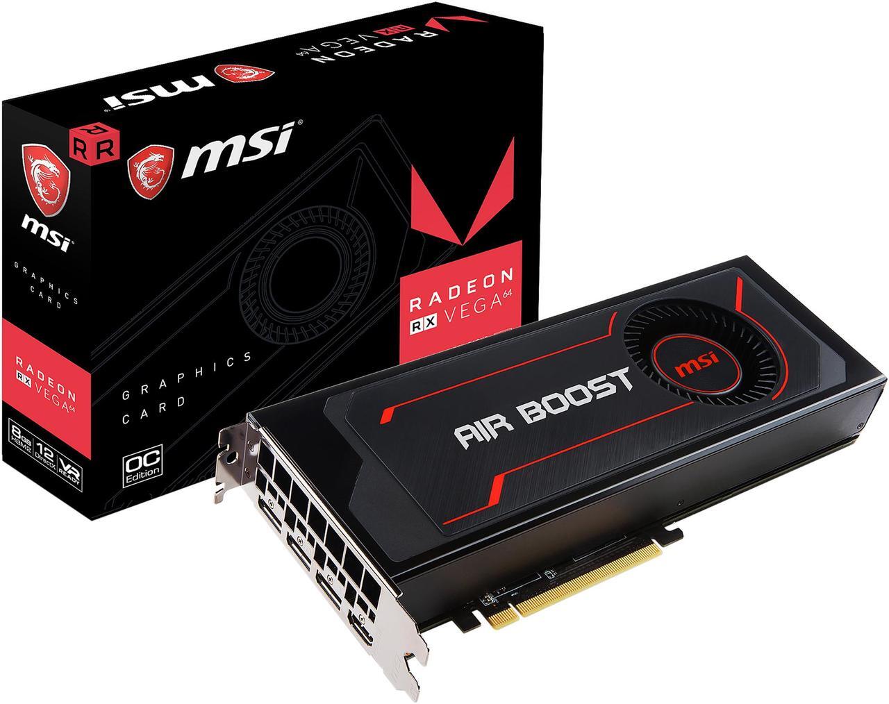 Alt view image 10 of 10 - MSI Radeon RX Vega 64 8GB HBM2 PCI Express x16 CrossFireX Support Graphics Card Radeon RX Vega 64 Air Boost 8G OC