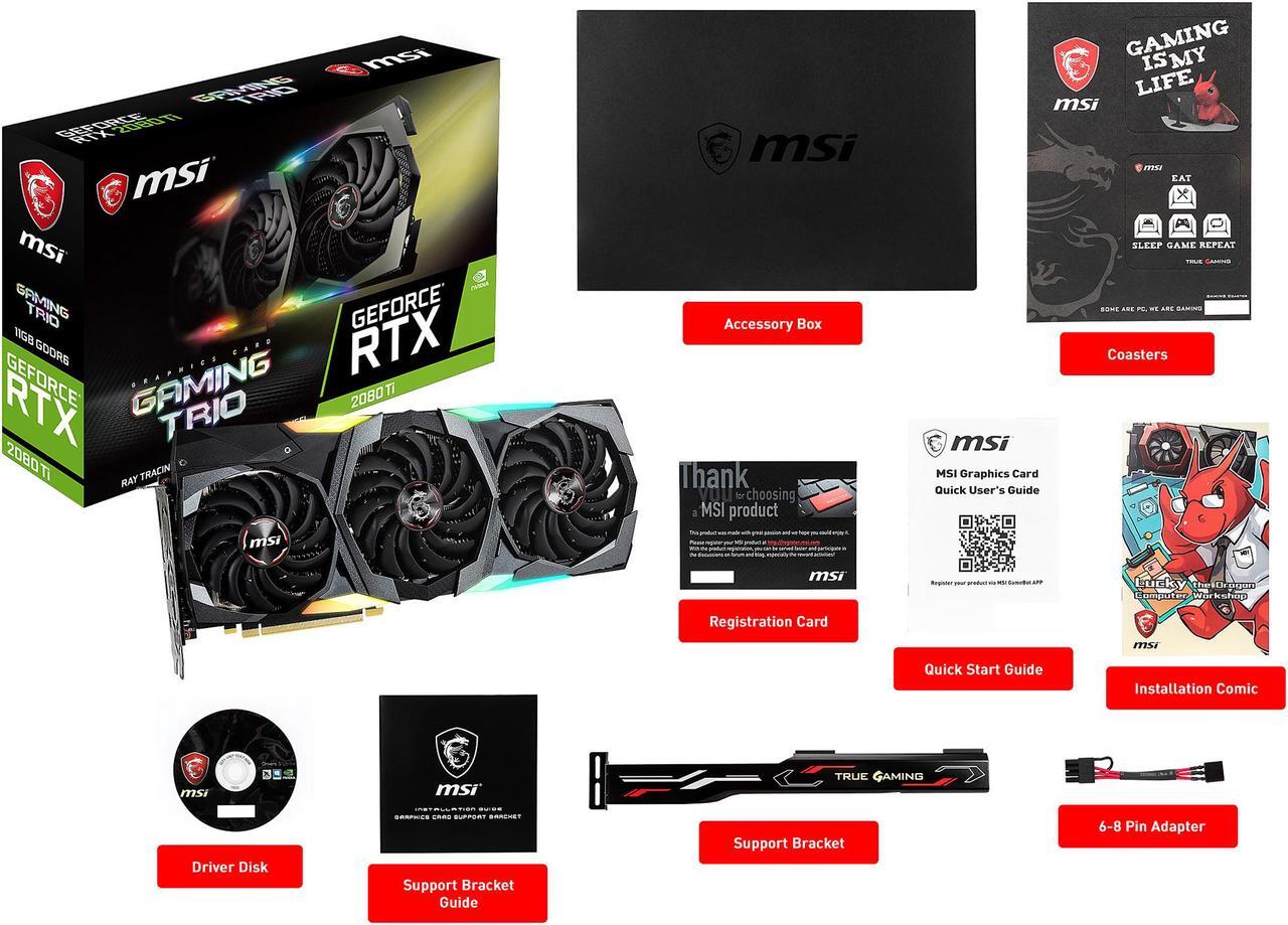 Alt view image 9 of 10 - MSI GeForce RTX 2080 TI GAMING X TRIO Video Card