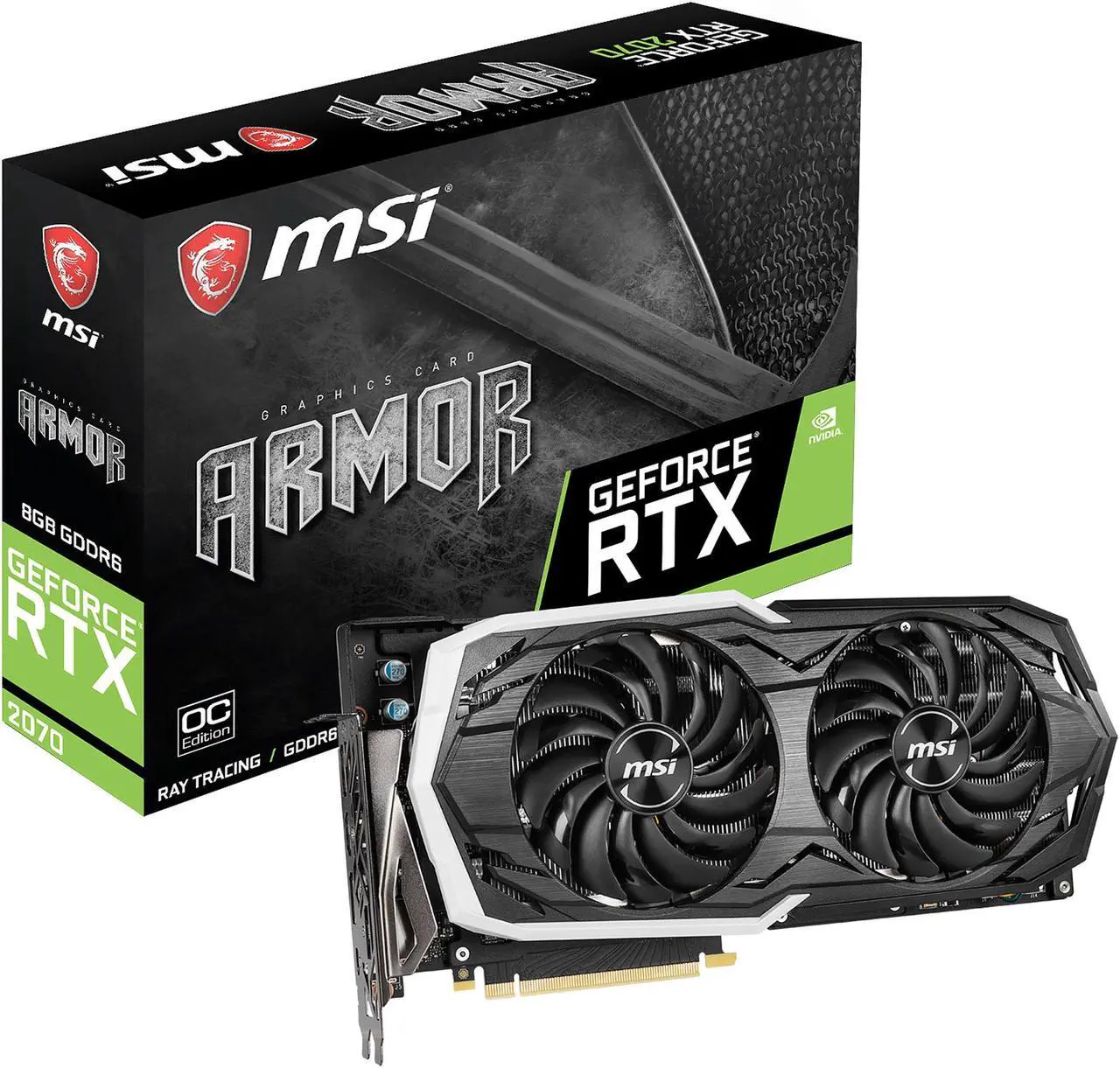 Alt view image 10 of 10 - MSI GeForce RTX 2070 8GB GDDR6 PCI Express 3.0 x16 Graphics Card RTX 2070 ARMOR 8G OC