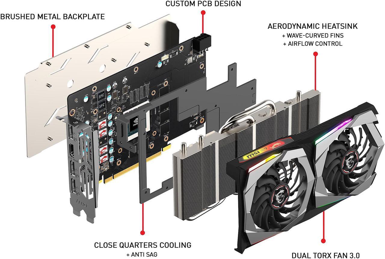 Alt view image 8 of 10 - MSI GeForce GTX 1660 Ti 6GB GDDR6 PCI Express 3.0 x16 Video Card GTX 1660 TI GAMING X 6G
