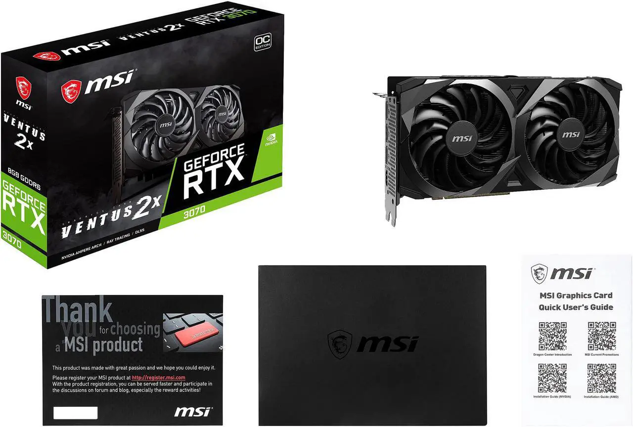 Alt view image 13 of 14 - MSI Ventus GeForce RTX 3070 8GB GDDR6 PCI Express 4.0 Graphics Card RTX 3070 VENTUS 2X OC