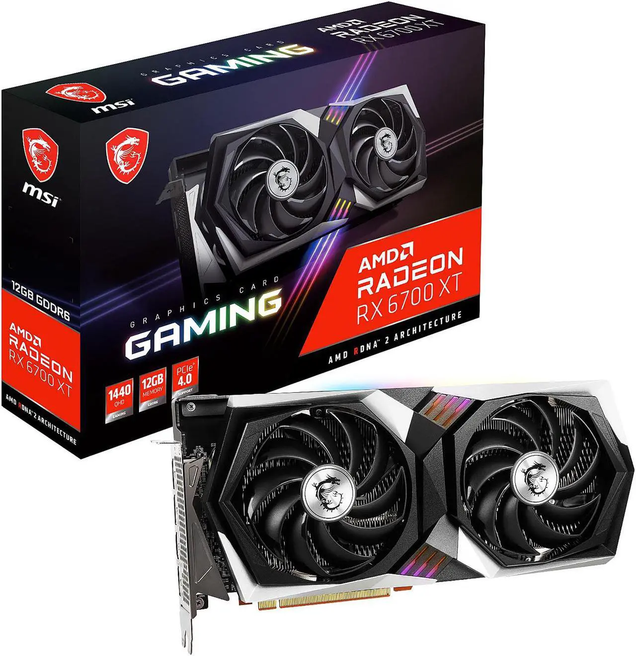 Alt view image 10 of 10 - MSI Gaming Radeon RX 6700 XT 12GB GDDR6 PCI Express 4.0 Graphics Card RX 6700 XT GAMING 12G