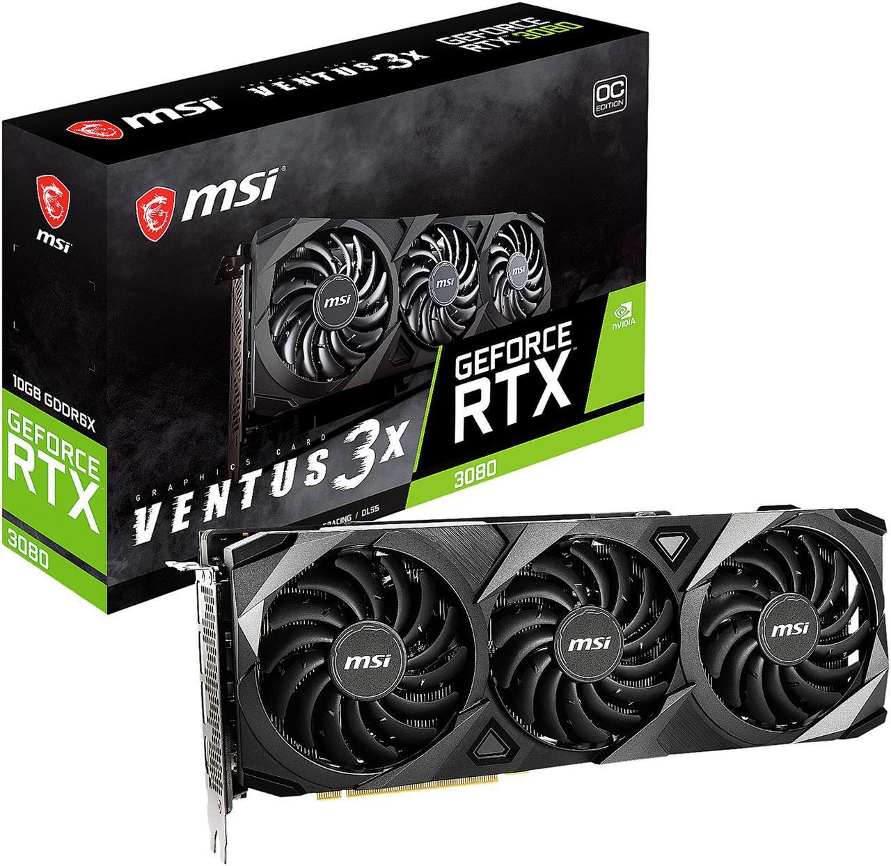 Alt view image 8 of 8 - MSI Ventus GeForce RTX 3080 10GB GDDR6X PCI Express 4.0 Video Card RTX 3080 VENTUS 3X 10G OC LHR