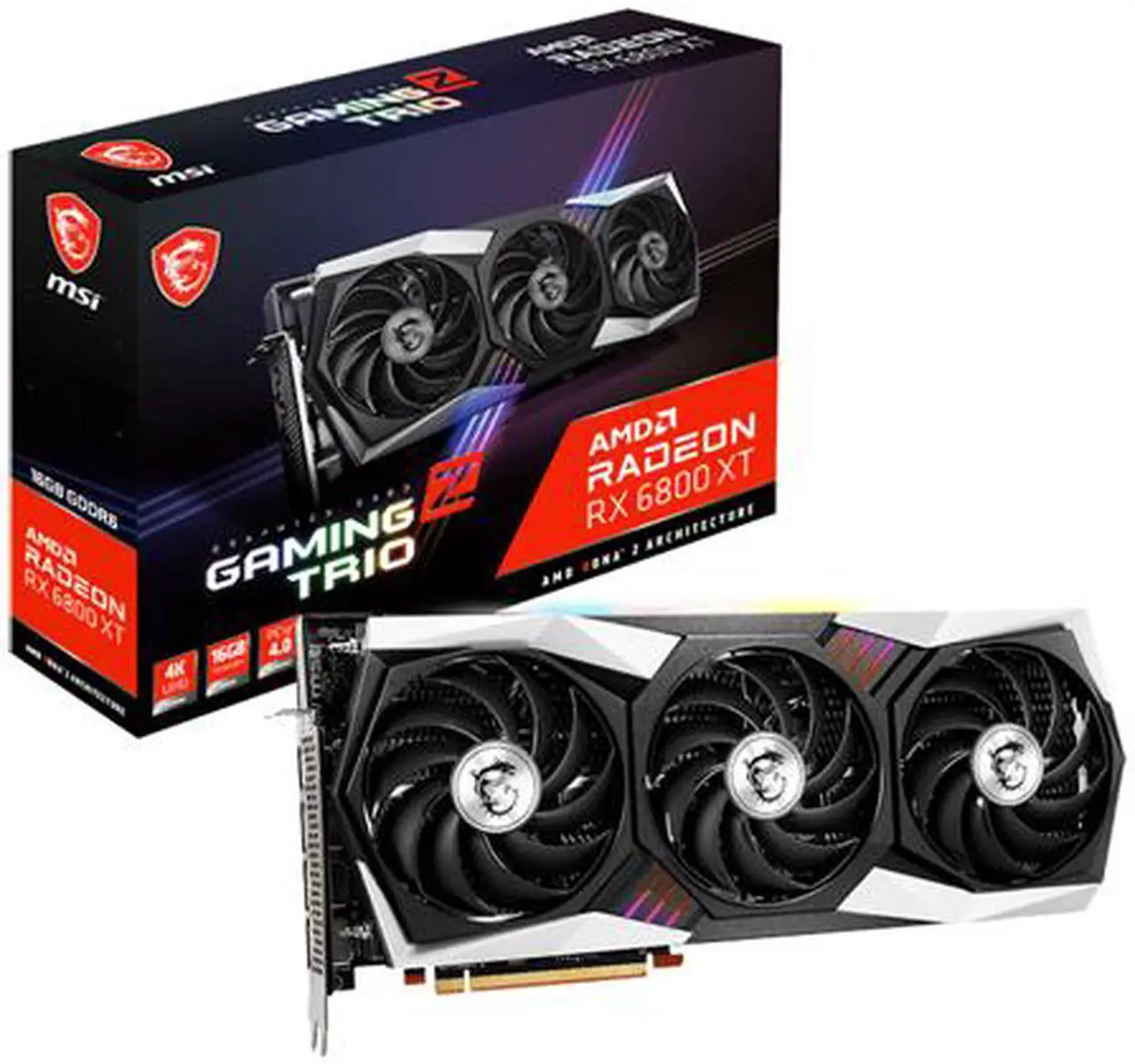 Alt view image 8 of 8 - MSI Gaming Radeon RX 6800 XT 16GB GDDR6 PCI Express 4.0 Graphics Card RX 6800 XT Gaming Z Trio 16G