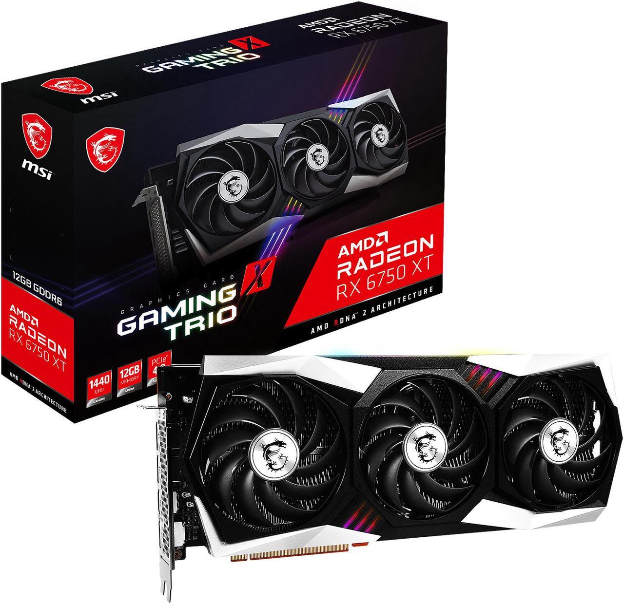 Alt view image 11 of 11 - MSI Gaming Radeon RX 6750 XT 12GB GDDR6 PCI Express 4.0 Graphics Card RX 6750 XT GAMING X TRIO 12G