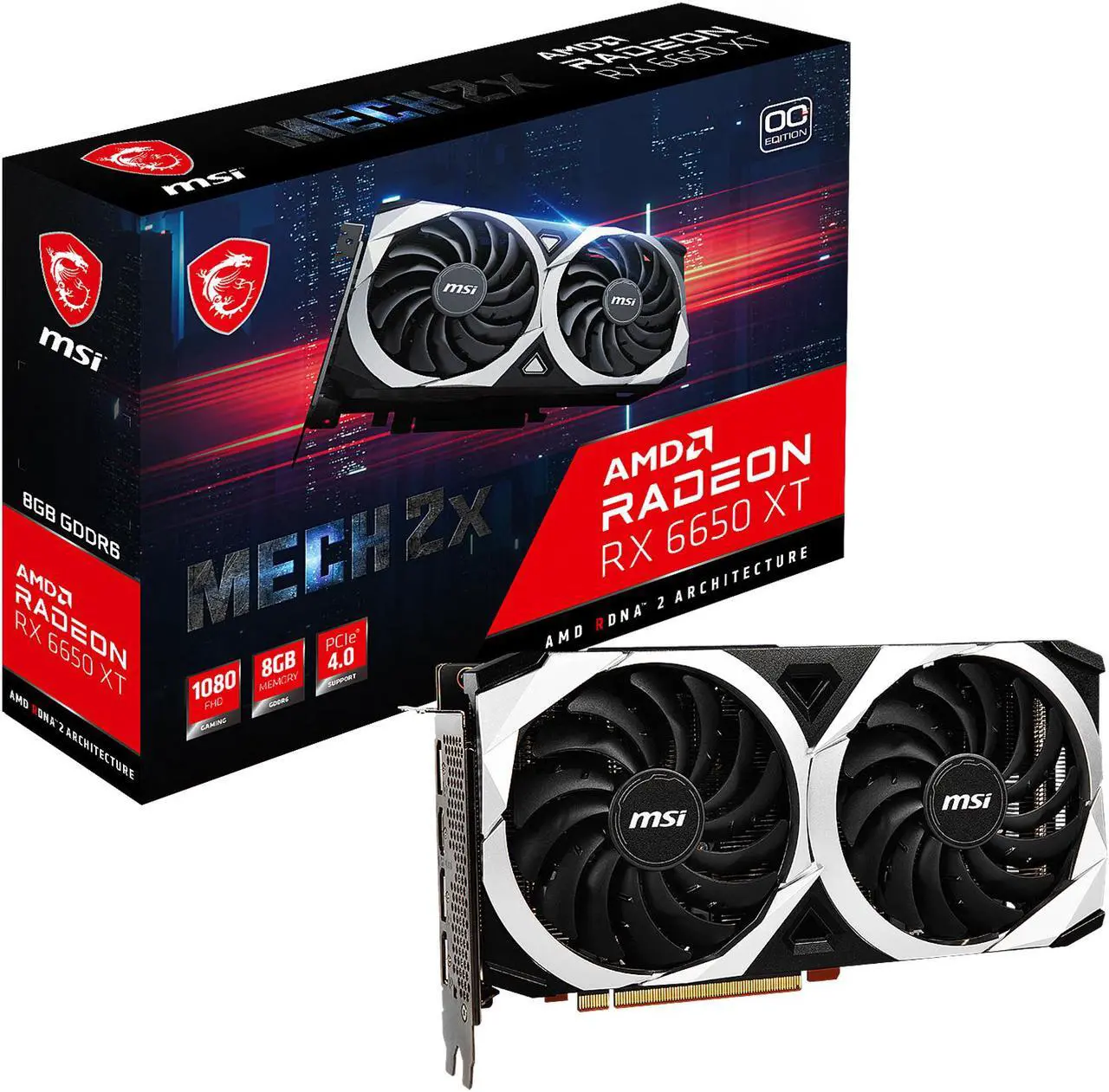 Alt view image 10 of 10 - MSI Mech Radeon RX 6650 XT 8GB GDDR6 PCI Express 4.0 Graphics Card RX 6650 XT MECH 2X 8G OC