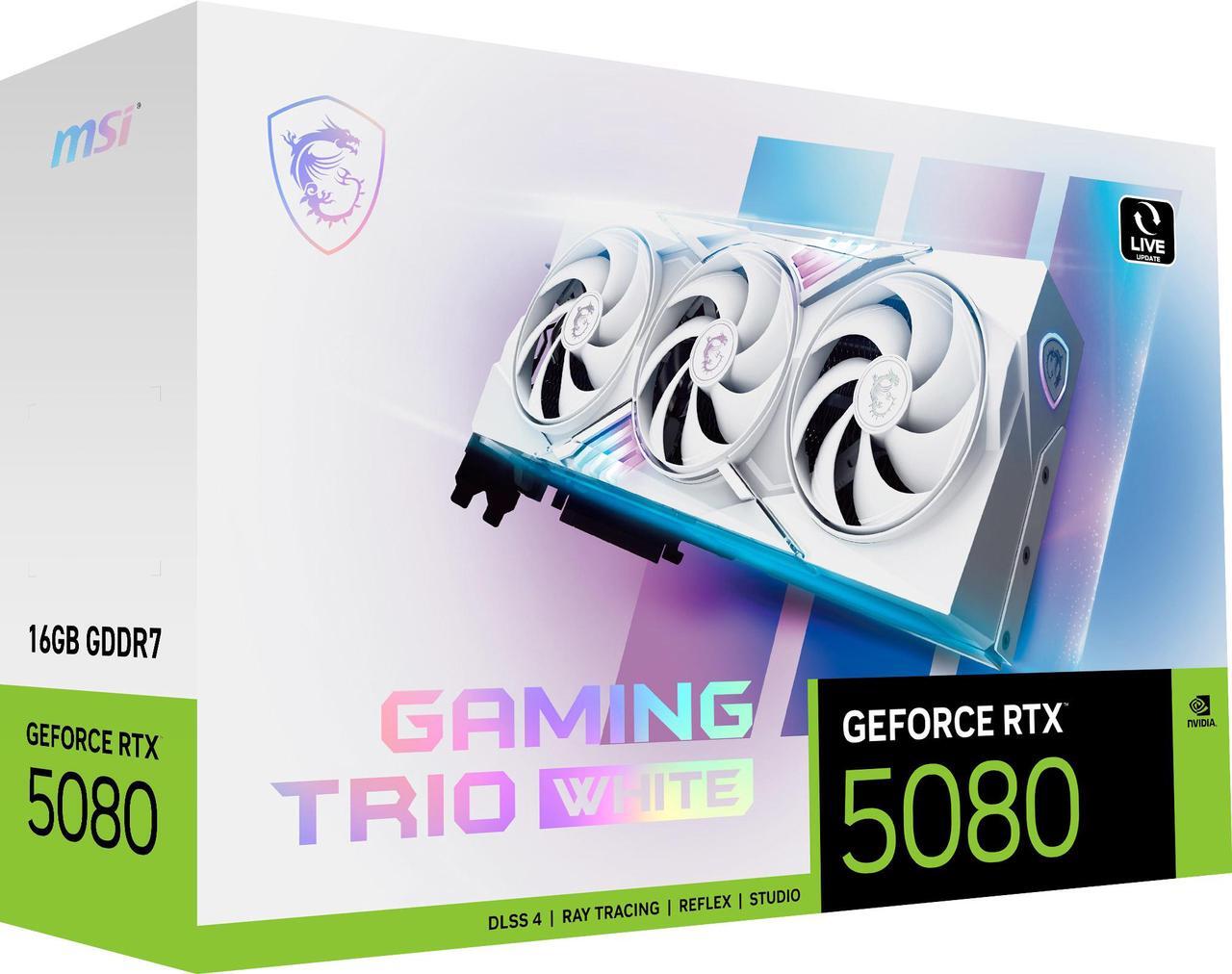 Alt view image 12 of 13 - MSI Gaming GeForce RTX 5080 16GB GDDR7 PCI Express 5.0 Graphics Card RTX 5080 16G GAMING TRIO OC WHITE