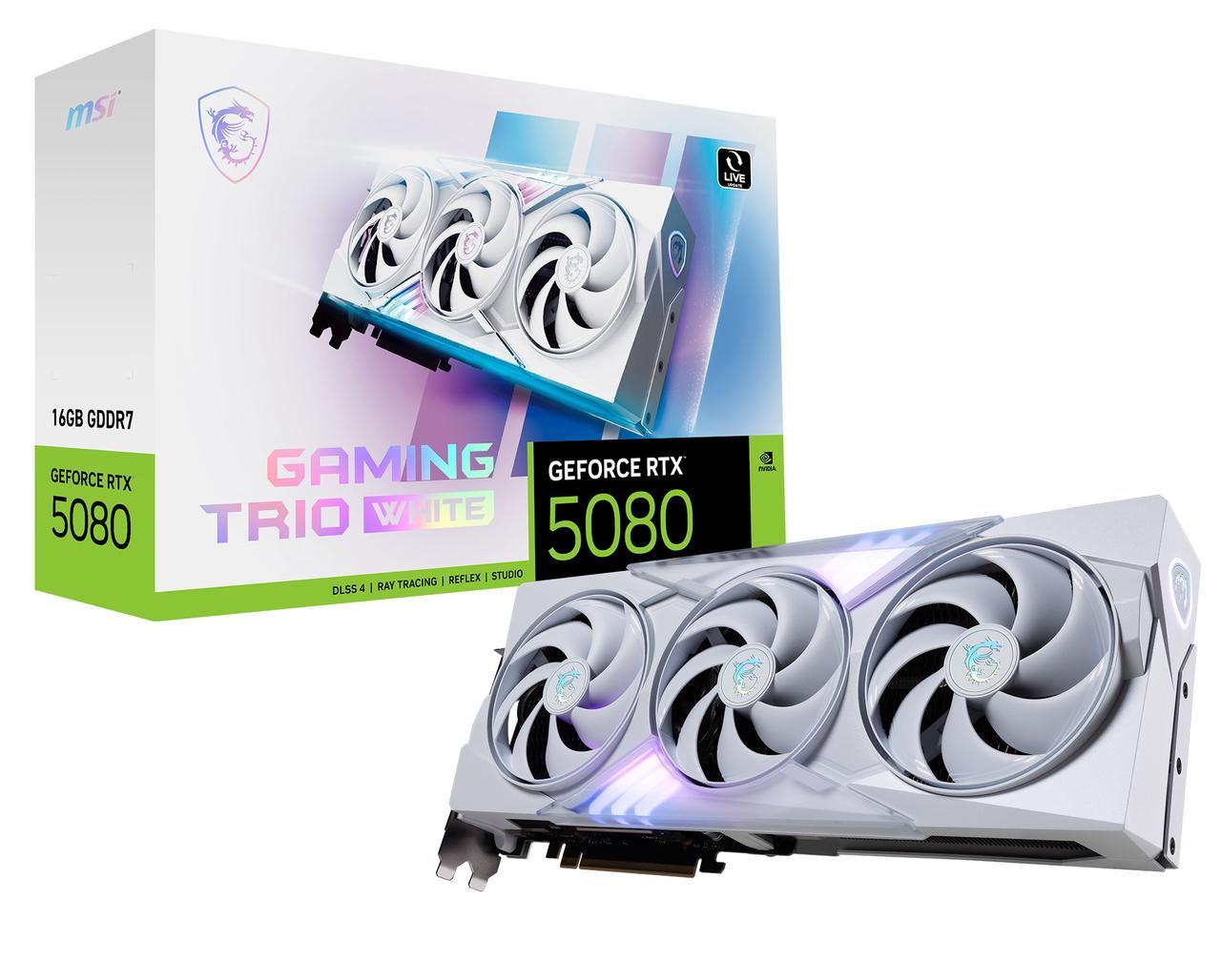 Alt view image 13 of 13 - MSI Gaming GeForce RTX 5080 16GB GDDR7 PCI Express 5.0 Graphics Card RTX 5080 16G GAMING TRIO OC WHITE