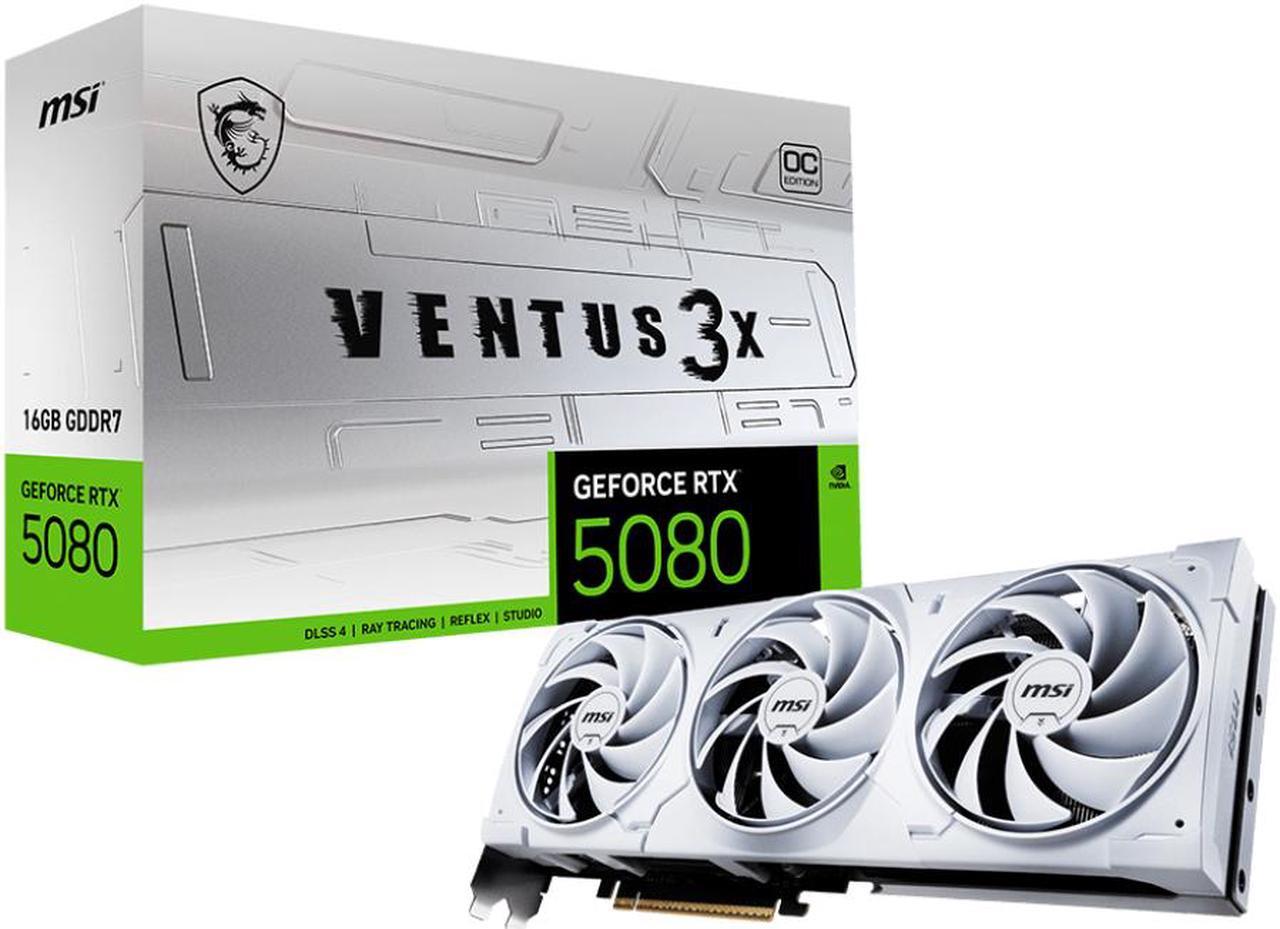 Alt view image 8 of 8 - MSI Ventus GeForce RTX 5080 16GB GDDR7 PCI Express 5.0 Graphics Card RTX 5080 16G VENTUS 3X OC WHITE